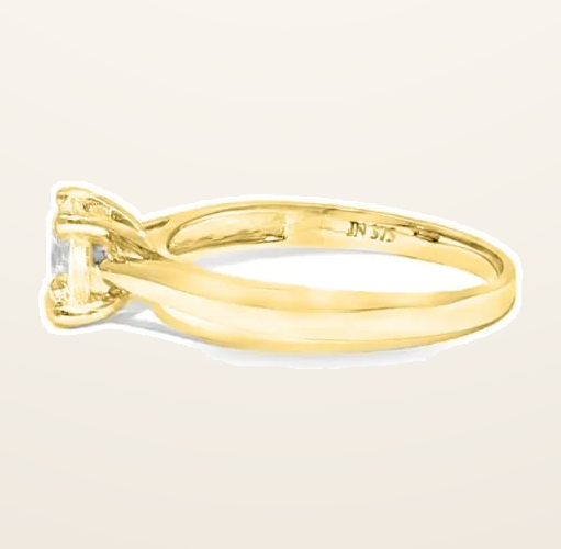 IT_ROLE:detail_crop | 9ct Yellow Gold, 1.00ct Round Cubic Zirconia Wed-fit Solitaire Ring