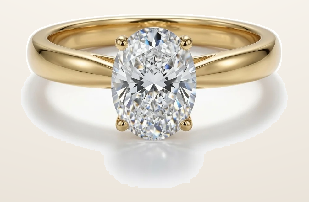 IT_ROLE:detail_crop | 9ct Yellow Gold, 1.00ct Oval Cubic Zirconia Wed-fit Solitaire Ring
