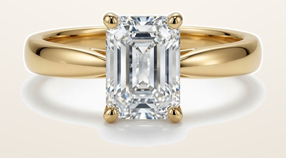 IT_ROLE:detail_crop | 9ct Yellow Gold, 1.00ct Emerald Cut Cubic Zirconia Wed-fit Solitaire Ring