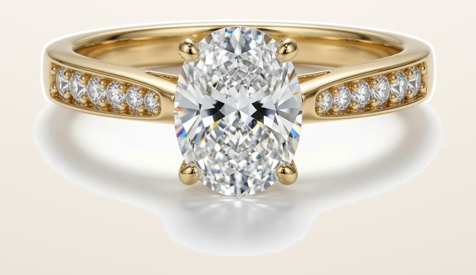 IT_ROLE:detail_crop | 9ct Yellow Gold, 1.00ct Oval Cubic Zirconia Wed-fit Engagement Ring