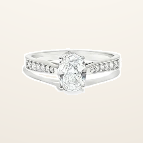 IT_ROLE:detail_crop | 9ct White Gold, 1.00ct Oval Cubic Zirconia Wed-fit Engagement Ring
