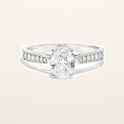 IT_ROLE:detail_crop | 9ct White Gold, 1.00ct Oval Cubic Zirconia Wed-fit Engagement Ring