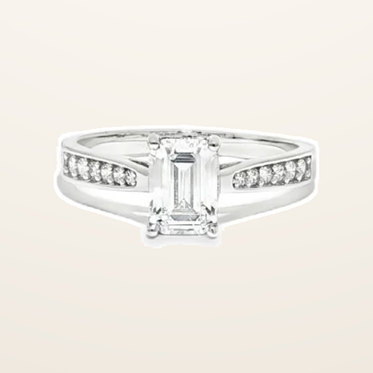 IT_ROLE:detail_crop | 9ct White Gold, 1.00ct Emerald Cut Cubic Zirconia Wed-fit Engagement Ring