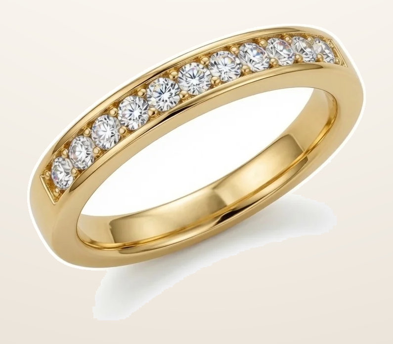 IT_ROLE:detail_crop | 9ct Yellow Gold, Half Eternity Cubic Zirconia Ring