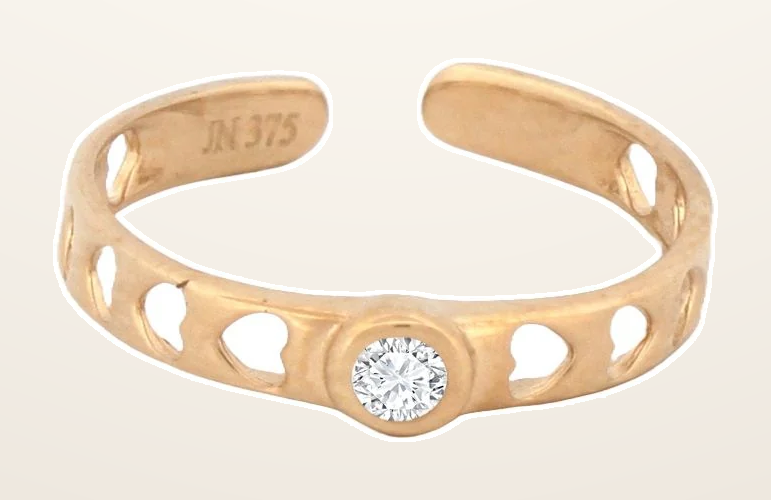 IT_ROLE:detail_crop | 9ct Yellow Cubic Zirconia set & hearts toe ring