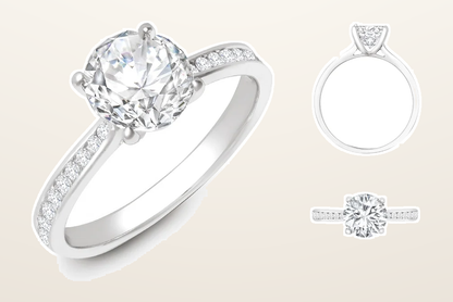 IT_ROLE:detail_crop | Lab 18ct White Gold 0.13ct Diamond Channel-set Wed-fit Ring Mount + 0.25ct Diamond