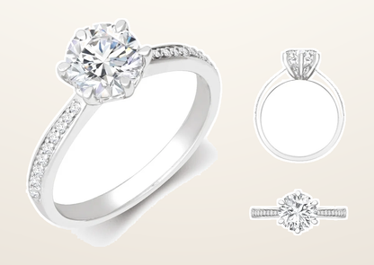 IT_ROLE:detail_crop | Lab 18ct White Gold 0.24ct Diamond Pave set 6-claw Ring Mount + 0.25ct Diamond