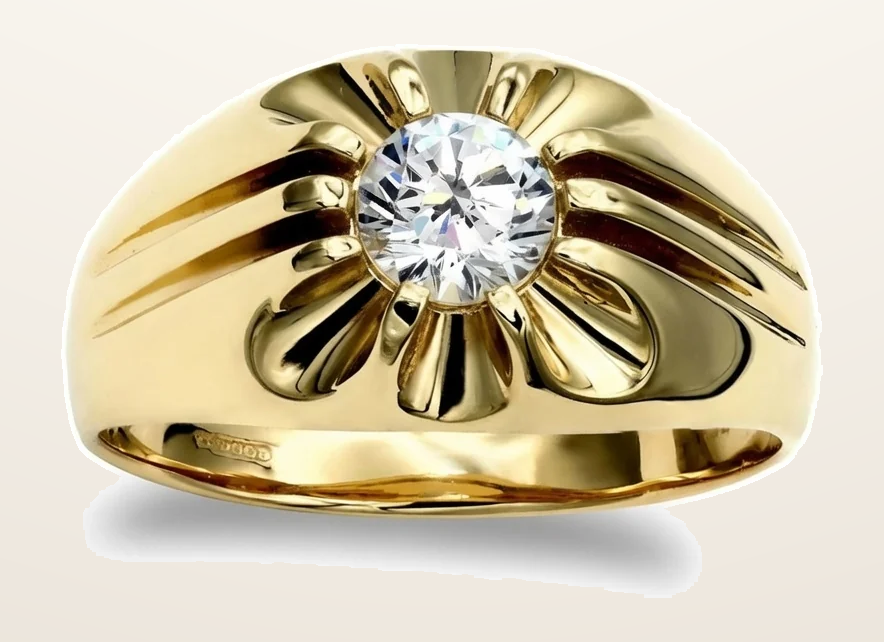 IT_ROLE:detail_crop | 9ct Yellow Gold Gents 0.50ct Lab Grown Claw Set Diamond Ring