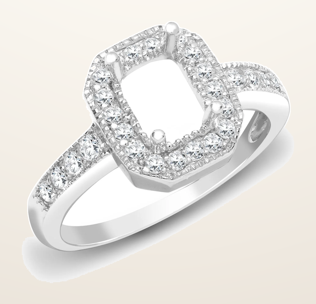 IT_ROLE:detail_crop | 18ct White Gold 43pt Semi Set Natural Diamond Ring Mount. Fits 7x5mm
