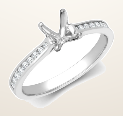 IT_ROLE:detail_crop | 18ct White Gold 0.13ct Natural Diamond Channel-set Wed-fit Ring Mount- Holds 0.25ct