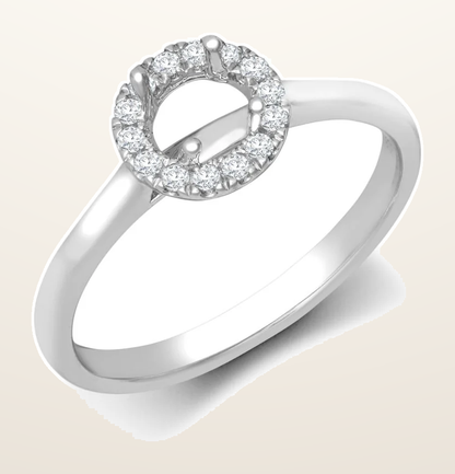 IT_ROLE:detail_crop | 18ct White Gold 0.08ct Natural Diamond Micro-set Halo Wed-fit Ring Mount- Holds 0.25ct