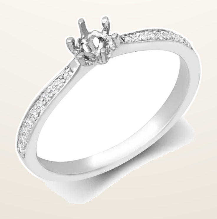 IT_ROLE:detail_crop | 18ct White Gold 0.24ct Natural Diamond Pave set 6-claw Ring Mount- Holds 0.25ct