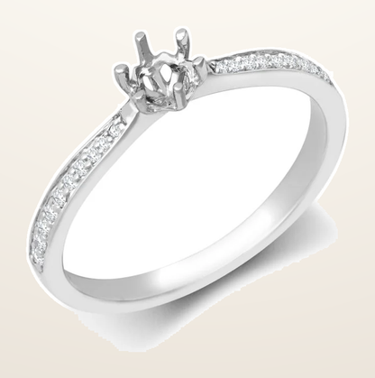 IT_ROLE:detail_crop | 18ct White Gold 0.24ct Natural Diamond Pave set 6-claw Ring Mount- Holds 0.25ct
