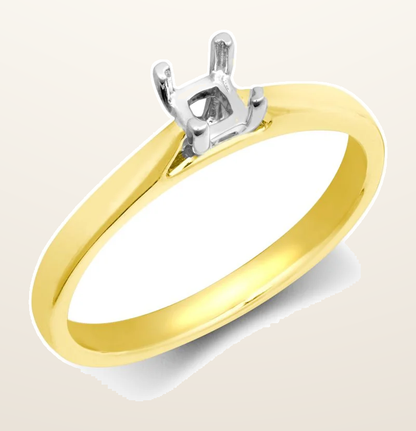 IT_ROLE:detail_crop | 18ct Yellow Gold 25pts Princess Cut Solitaire Plain Wed-fit Ring Mount - Stock Size N