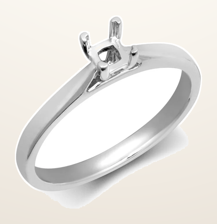 IT_ROLE:detail_crop | 18ct White Gold 25pts Princess Cut Solitaire Plain Wed-fit Ring Mount - Stock Size N