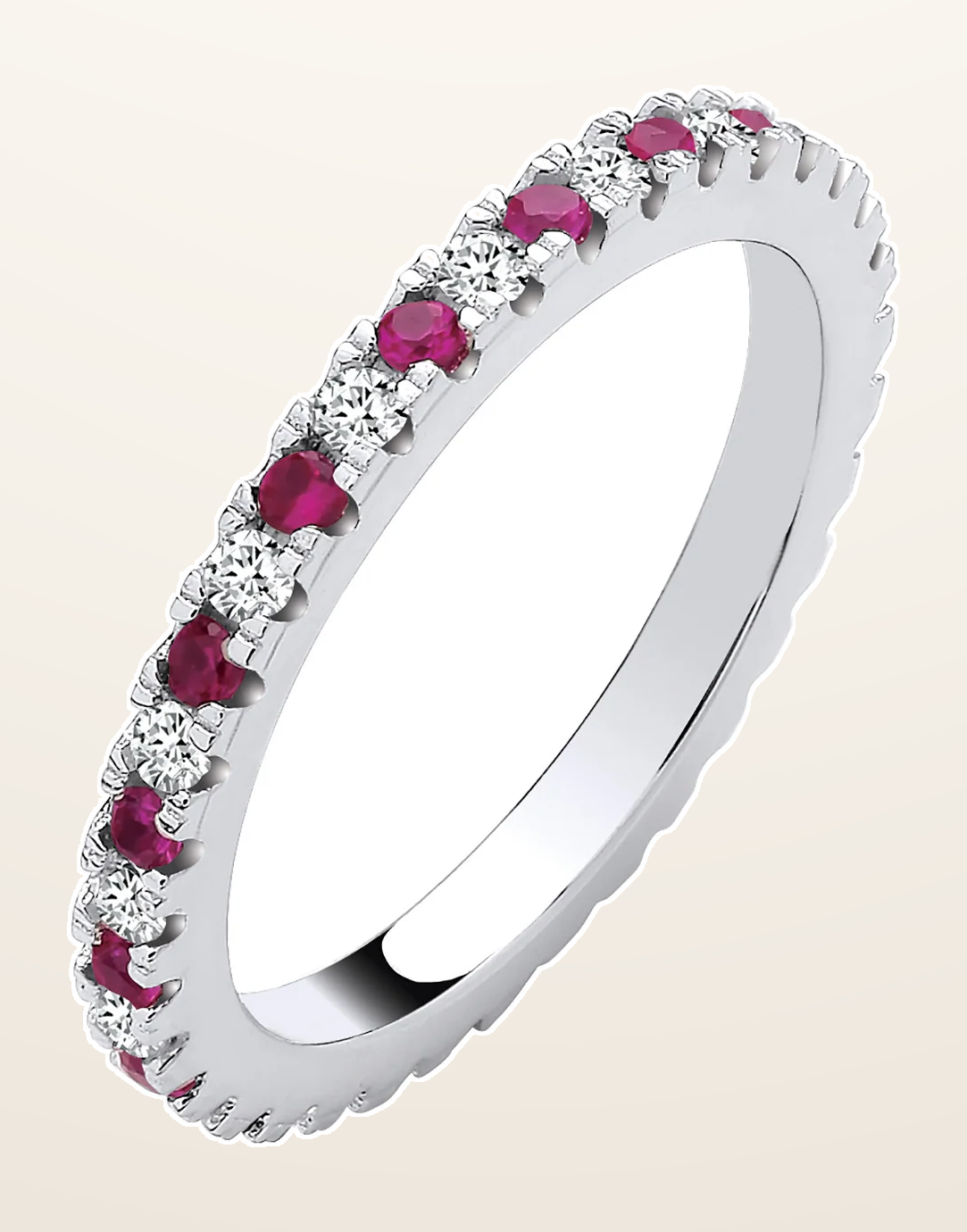 IT_ROLE:detail_crop | Silver Red Ruby & Clear Cubic Zirconias 2mm Full ET Ring