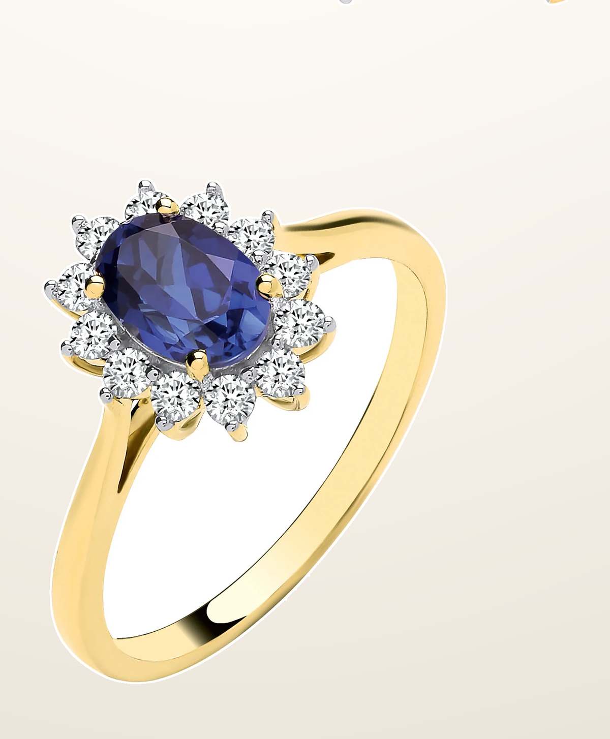 IT_ROLE:detail_crop | 9ct Yellow Gold LAB GROWN 0.30ct Solitaire Diamond & 1.10ct Oval Sapphire Ring IGI Certified