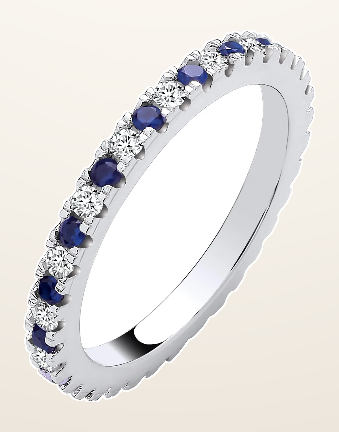 IT_ROLE:detail_crop | Silver Blue Sapphire & Clear Cubic Zirconias 2mm Full ET Ring