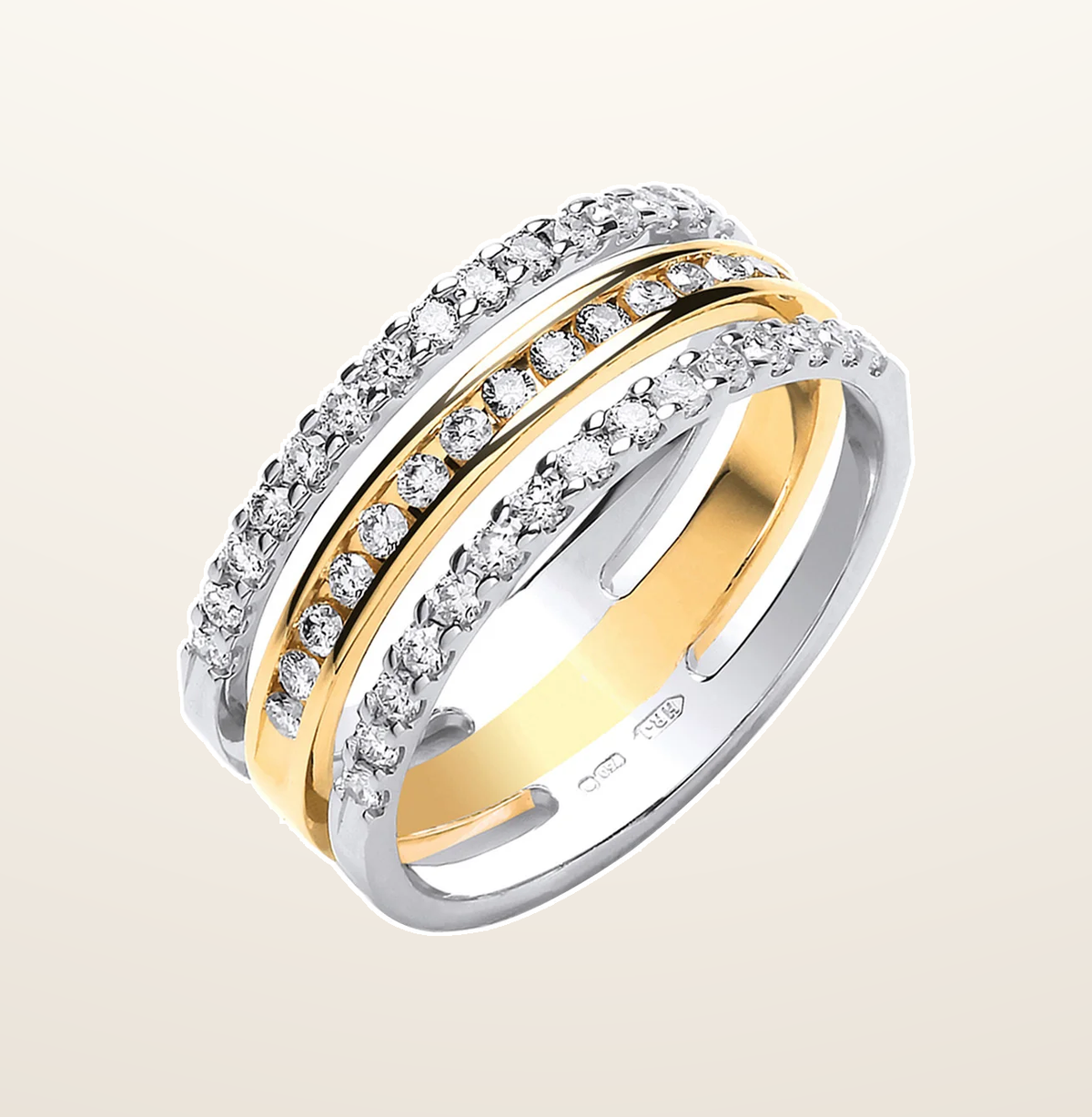 IT_ROLE:presentation_crop | 18ct 2 Colour 3 Band 0.50ct Diamond Ring
