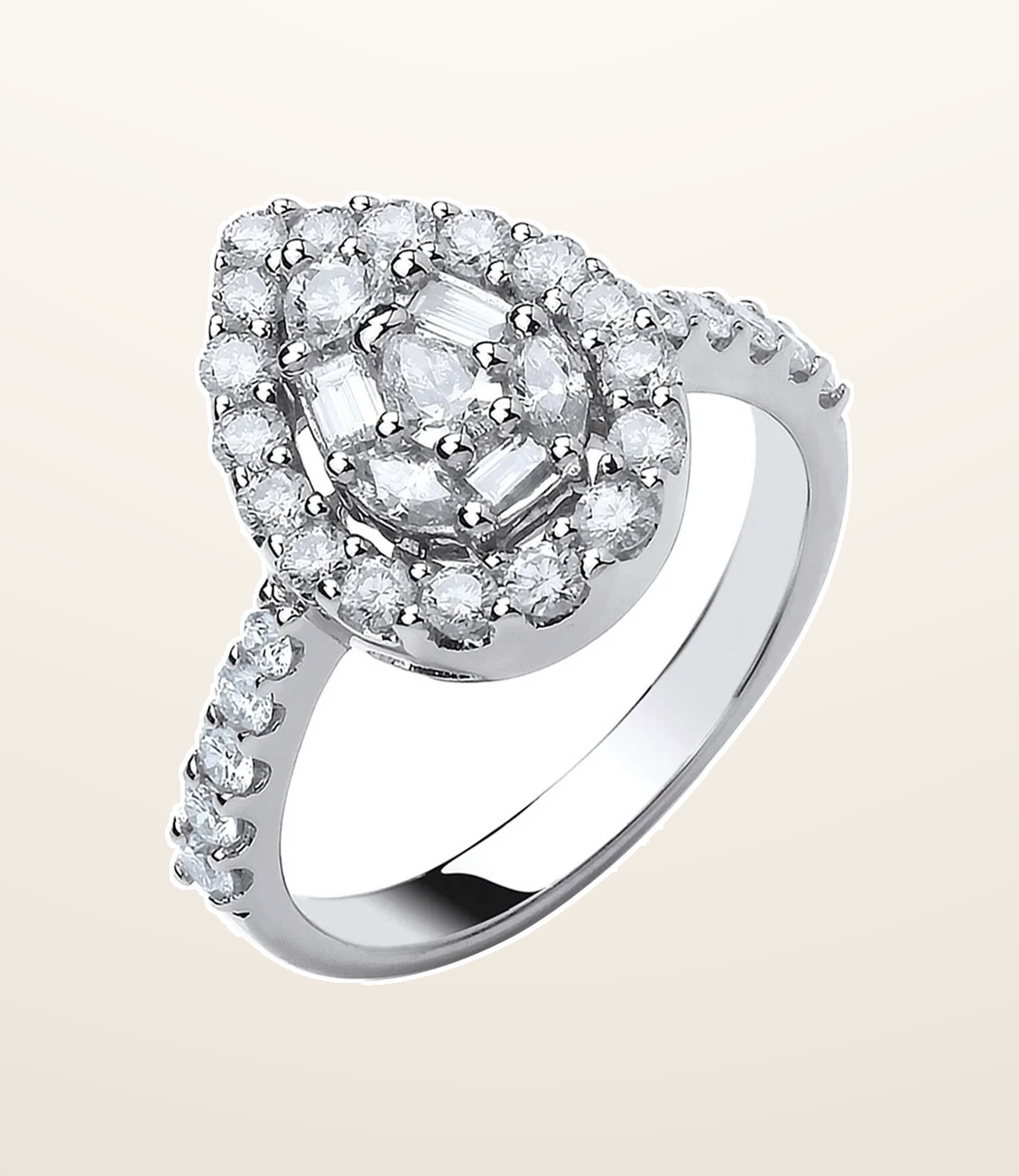 IT_ROLE:presentation_crop | 18ct White Gold 1.00ct Pear Shaped Diamond Ring