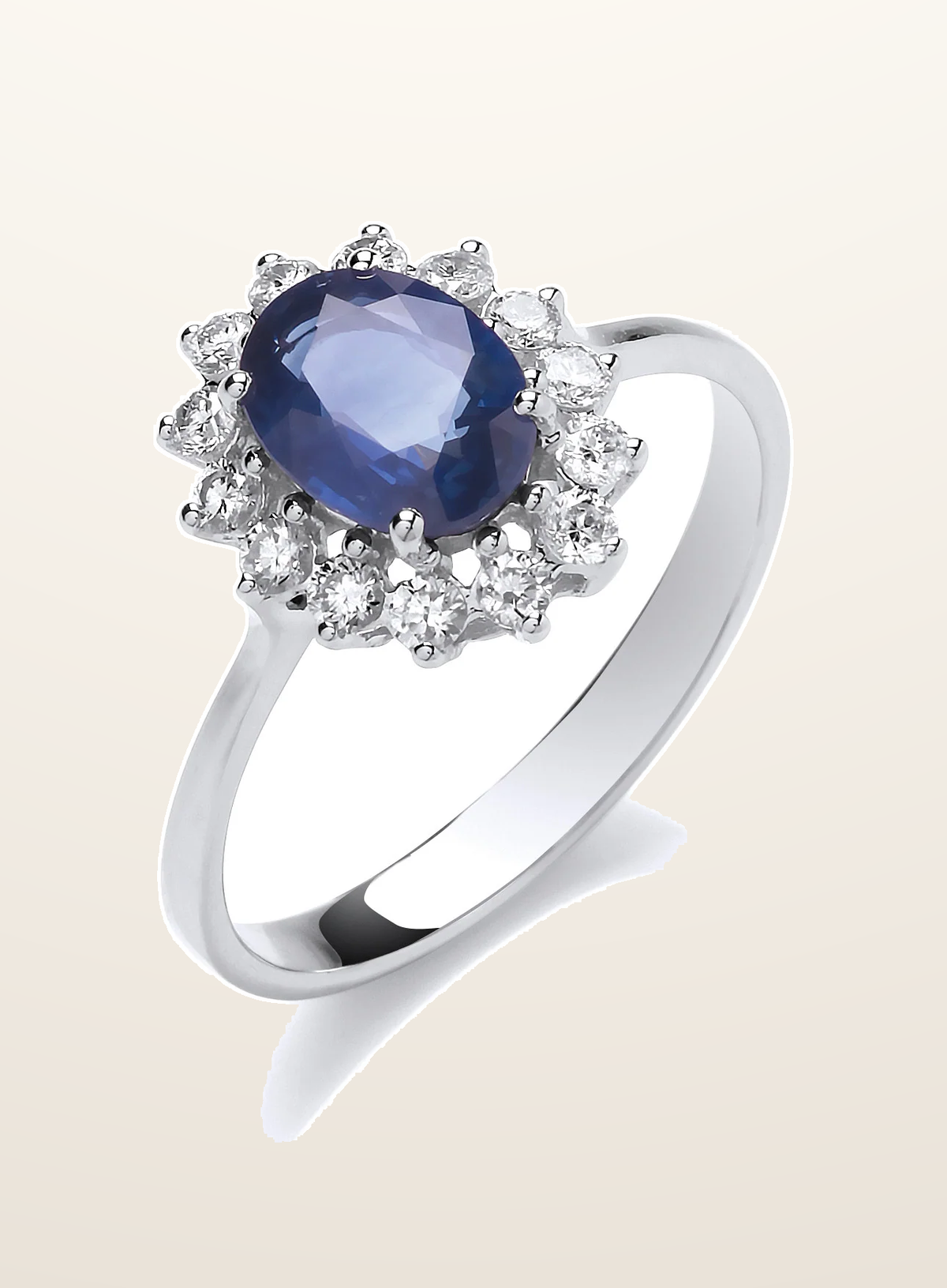 IT_ROLE:presentation_crop | 18ct White Gold 0.35ct Diamond & 1.40ct Sapphire Ring