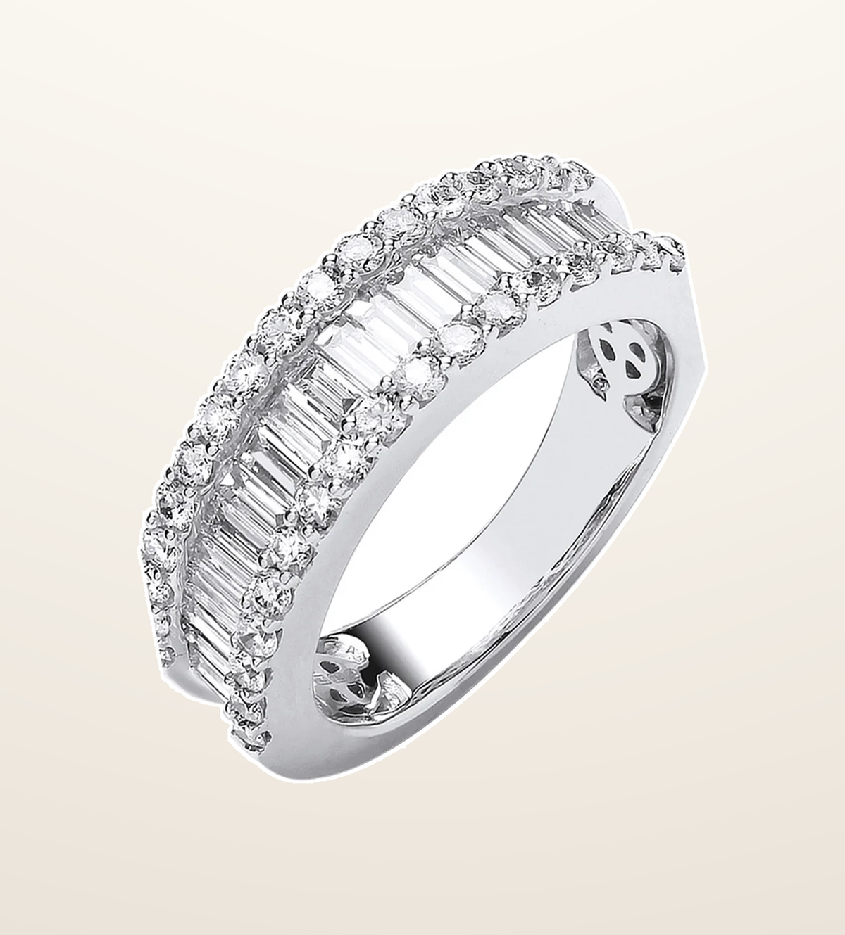 IT_ROLE:presentation_crop | 18ct White Gold 1.50ct Baguette & Brilliant Diamond Ring