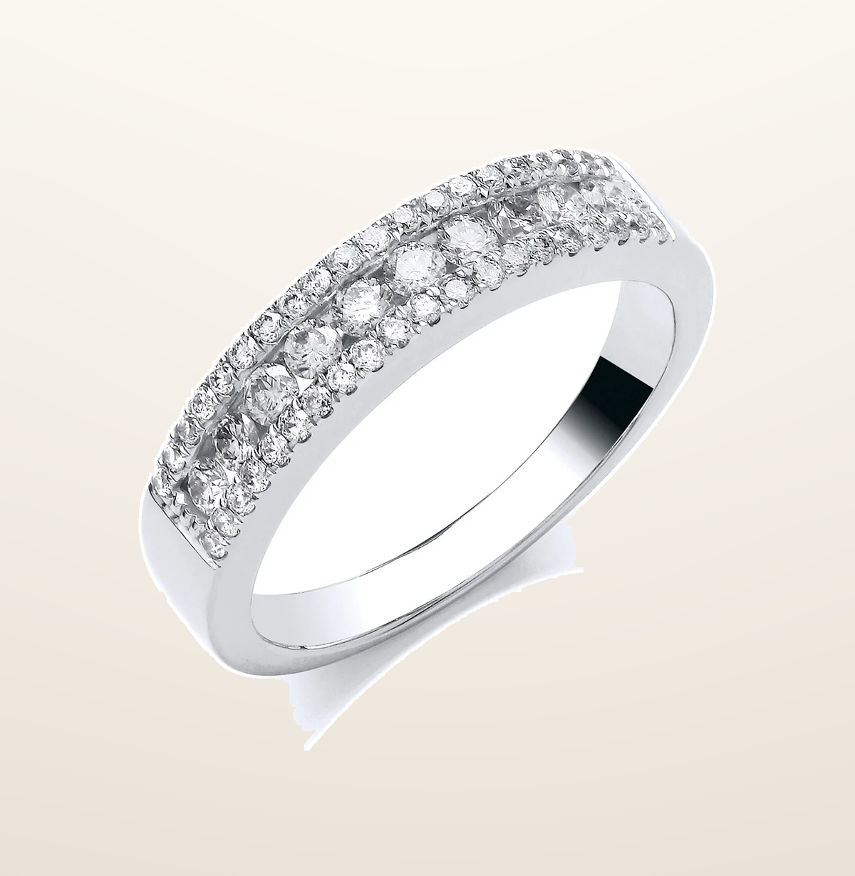 IT_ROLE:presentation_crop | 18ct white Gold 0.50ct GH-SI Diamond Half Eternity Ring