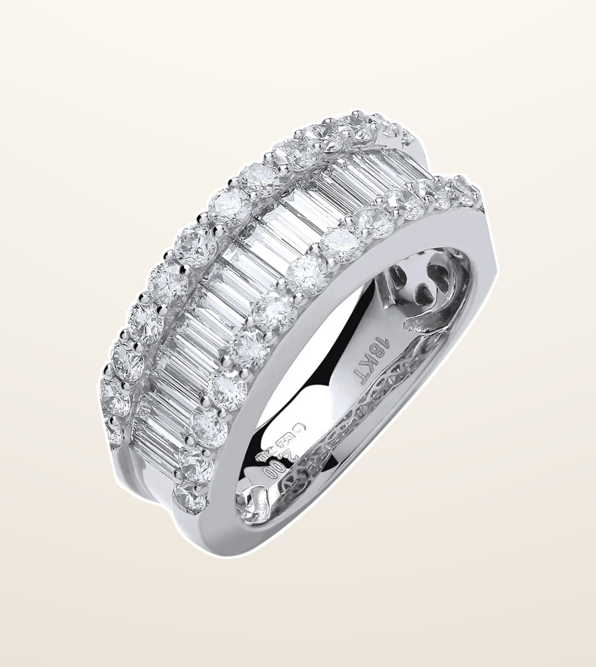 IT_ROLE:presentation_crop | 18ct White Gold 2.00ct Baguette & Brilliant Diamond Ring