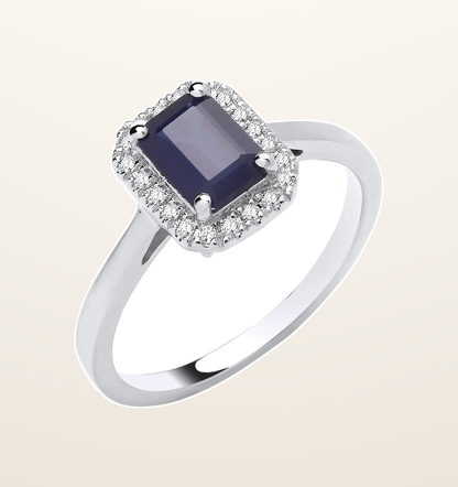IT_ROLE:presentation_crop | 18ct White Gold 0.12ctw Diamond & 1.10ctw Sapphire Ring
