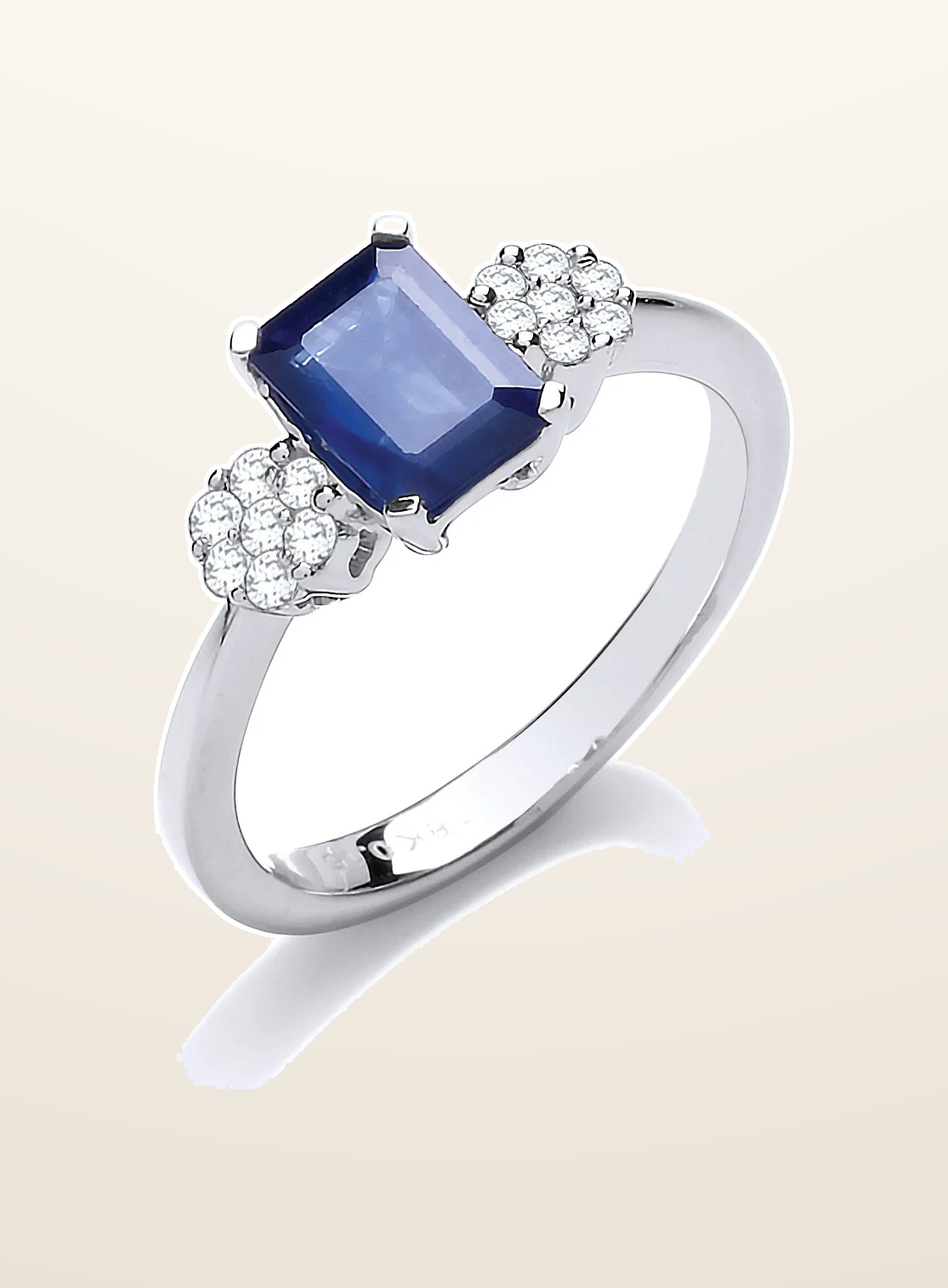 IT_ROLE:presentation_crop | 18ct White Gold 0.15ct Diamond & 1.50ct Sapphire Ring