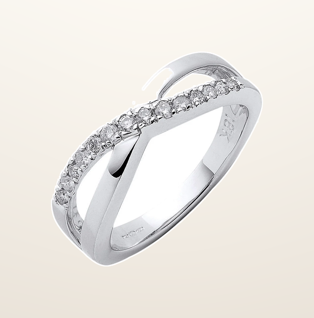 IT_ROLE:presentation_crop | 18ct White Gold 0.20ct Crossover Diamond Ring