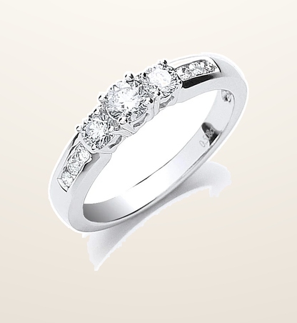 IT_ROLE:presentation_crop | 18ct White Gold 0.50ct Trilogy Ring With Diamond Shoulders
