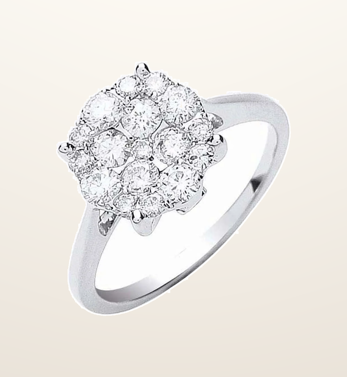 IT_ROLE:presentation_crop | 18ct White Gold 0.75ct Cluster Diamond Ring