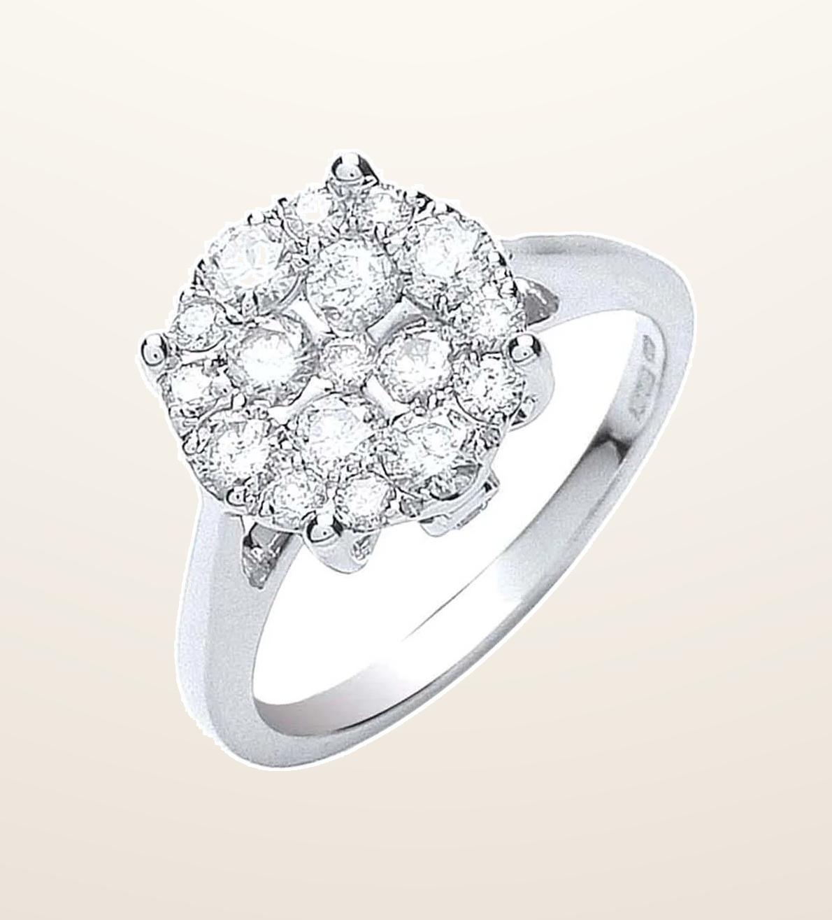 IT_ROLE:presentation_crop | 18ct White Gold 1.00ct Cluster Diamond Ring