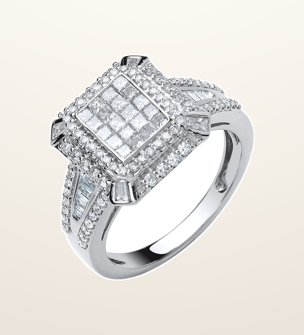 IT_ROLE:presentation_crop | 18ct White Gold 1.00ct H-SI Diamond Fancy Ring