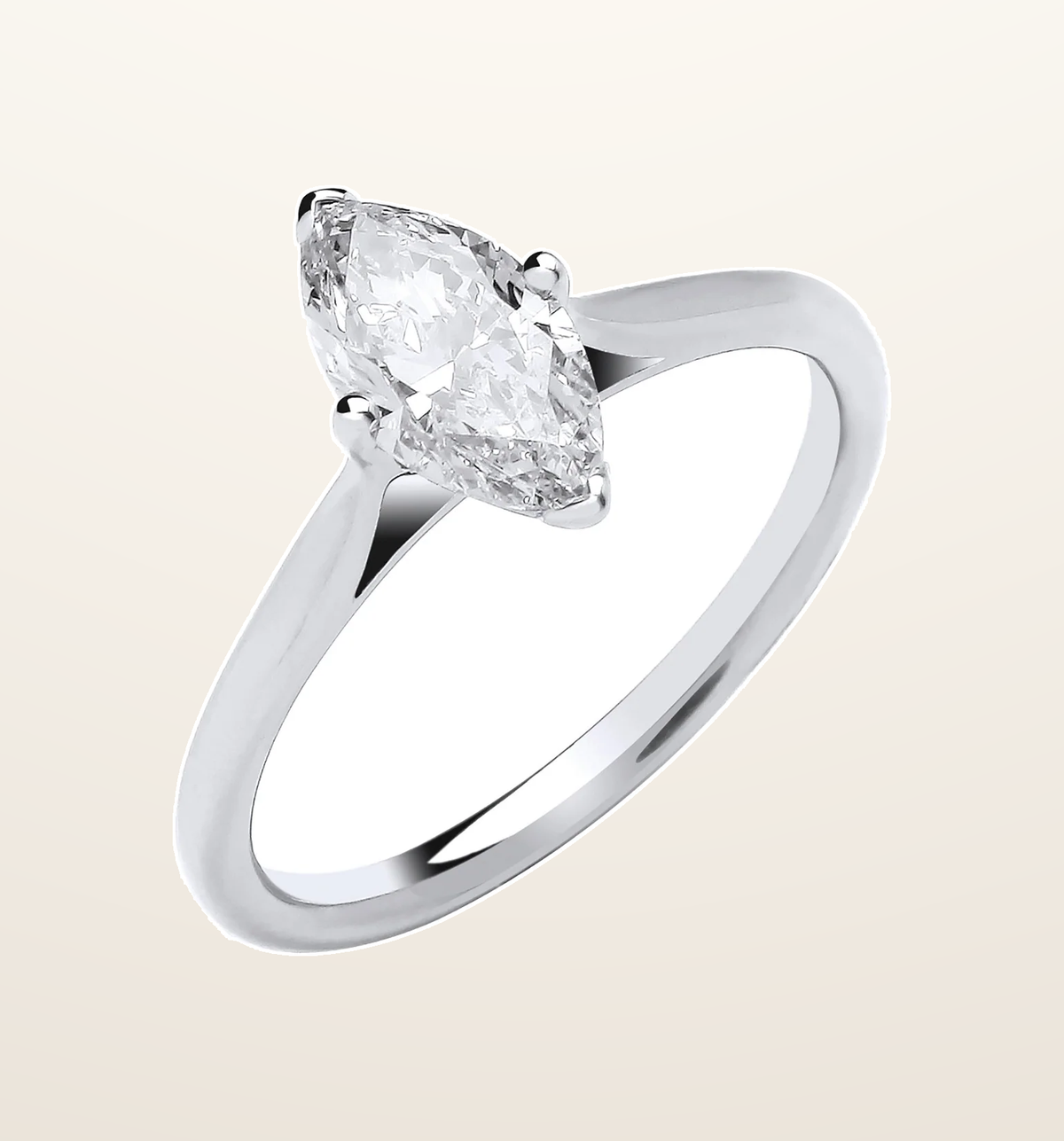 IT_ROLE:presentation_crop | 18ct White Gold 1.00ctw Marquise Cut LAB GROWN Diamond Ring IGI Certified