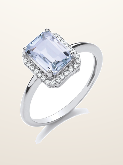 IT_ROLE:presentation_crop | 18ct White Gold 1.50ct Aqua & 0.10ct Diamond Ring