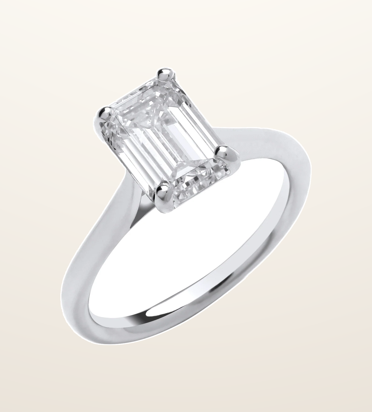 IT_ROLE:presentation_crop | 18ct White Gold 2.00ctw Emerald Cut LAB GROWN Diamond Ring IGI Certified