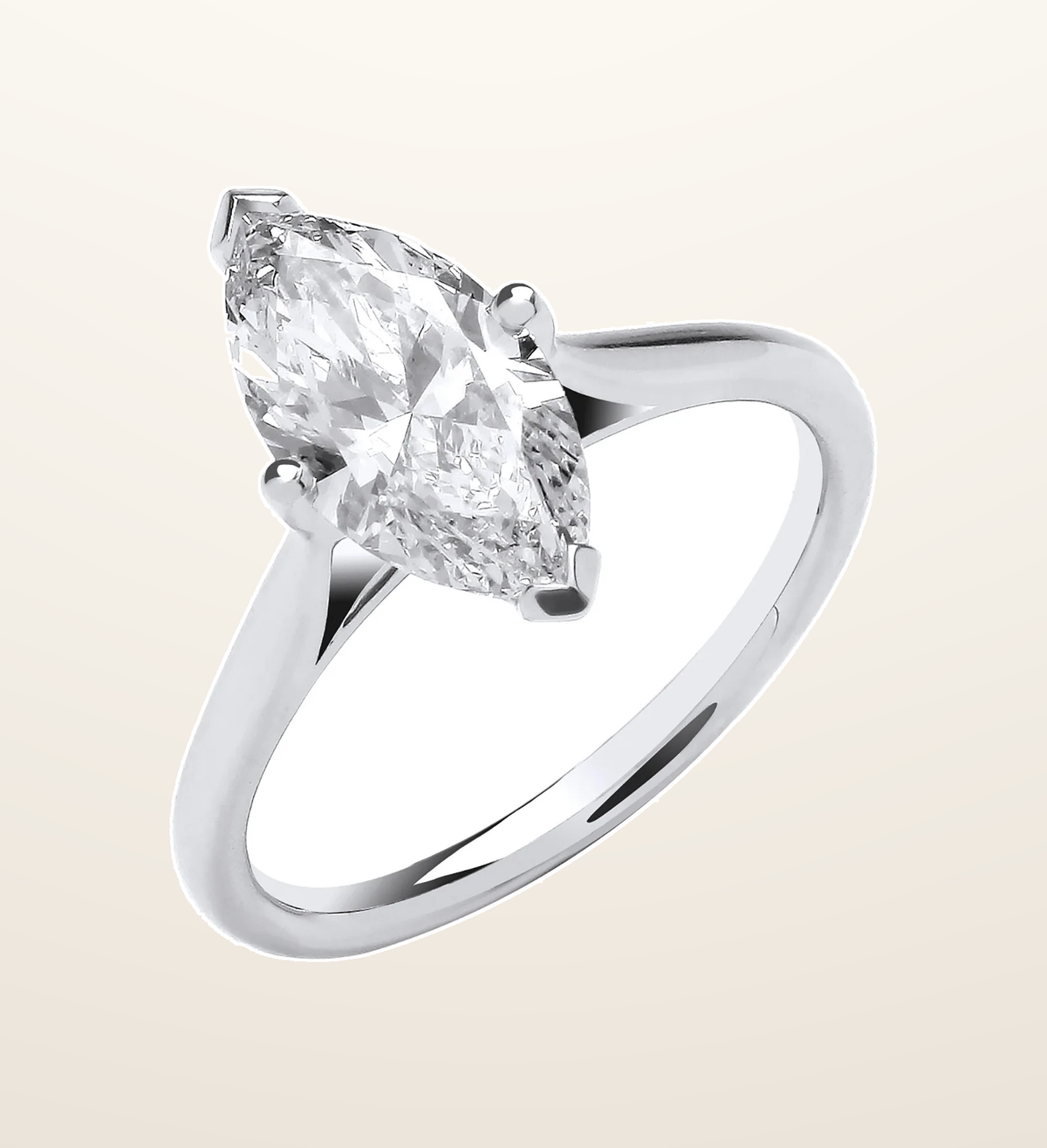 IT_ROLE:presentation_crop | 18ct White Gold 2.00ctw Marquise Cut LAB GROWN Diamond Ring IGI Certified