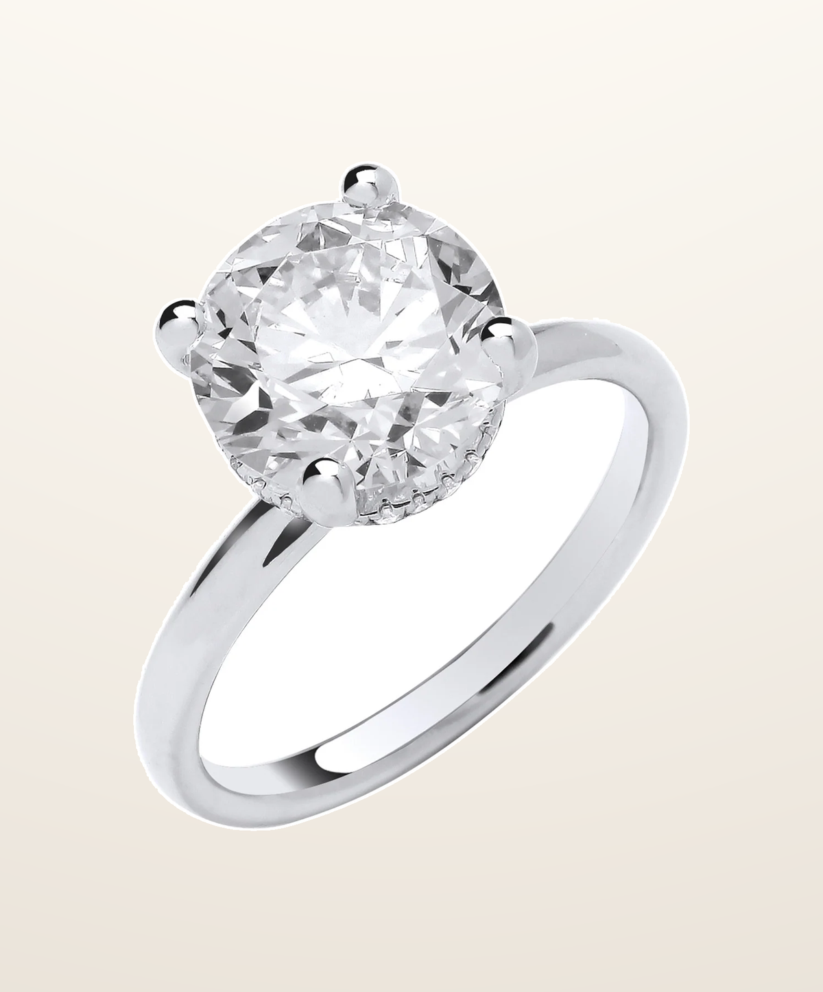 IT_ROLE:presentation_crop | 18ct White Gold 3.08ctw Solitaire LAB GROWN Hidden Halo Diamond Ring IGI Certified
