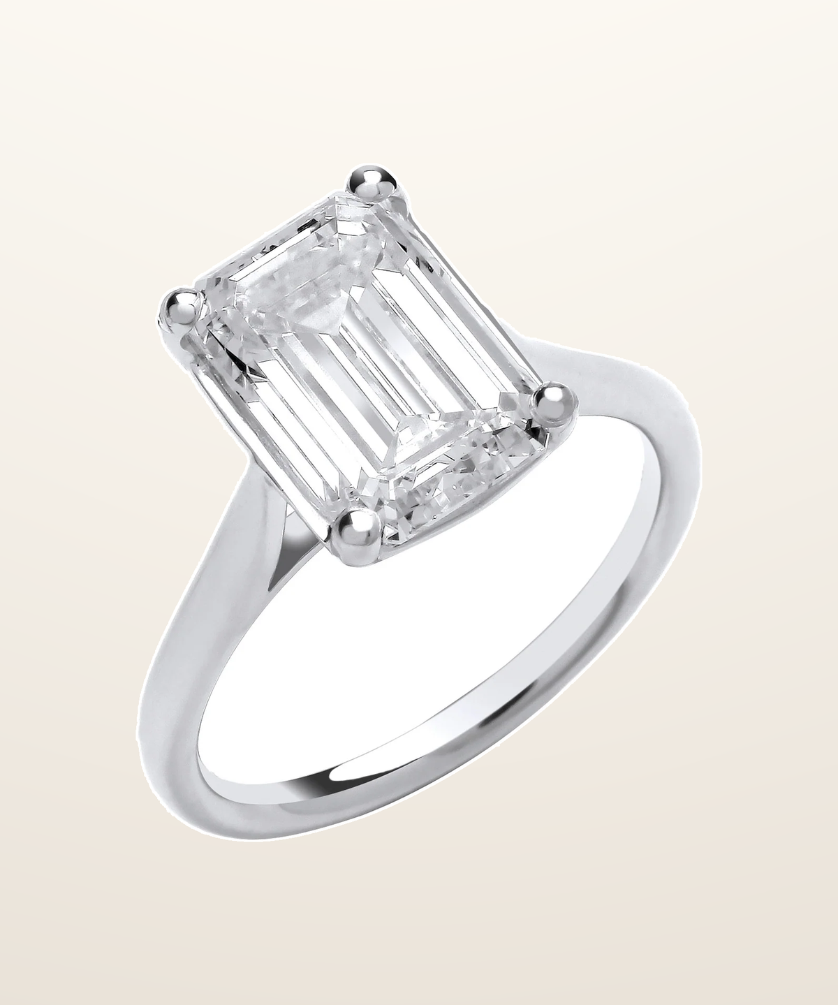 IT_ROLE:presentation_crop | 18ct White Gold 4.00ctw Emerald Cut LAB GROWN Diamond Ring IGI Certified