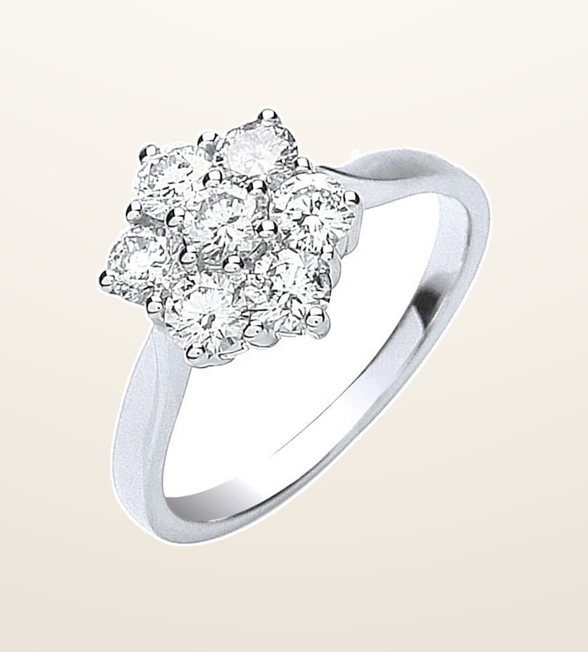 IT_ROLE:presentation_crop | 18ct White Gold 7 Stones D.1.00ctw Cluster Diamond Ring
