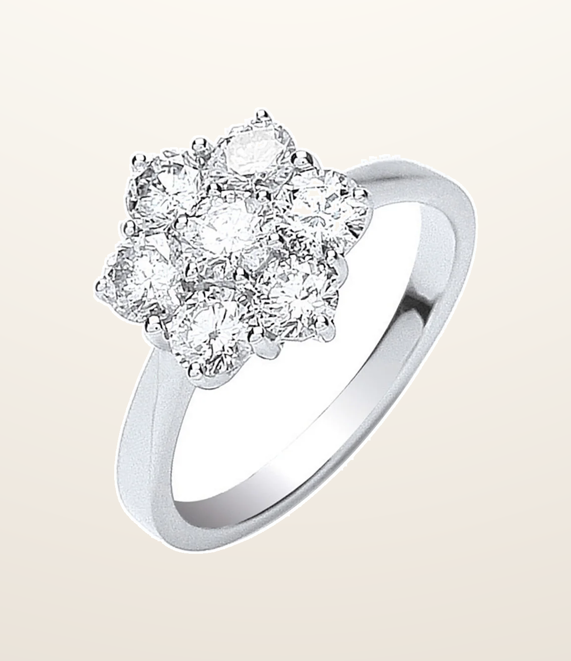 IT_ROLE:presentation_crop | 18ct White Gold 7 Stones D.1.50ctw Cluster Diamond Ring