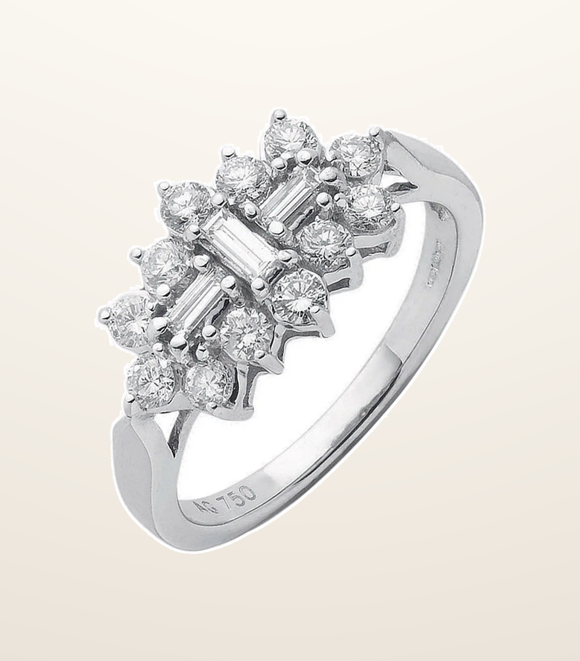 IT_ROLE:presentation_crop | 18ct White Gold D.1.00ctw Diamond Boat/Cluster Ring