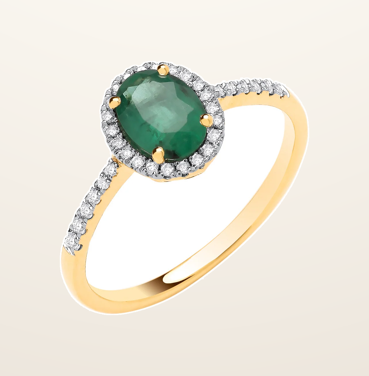 IT_ROLE:presentation_crop | 18ct Yellow Gold 0.12ctw Diamond & 0.68ctw Emerald Ring