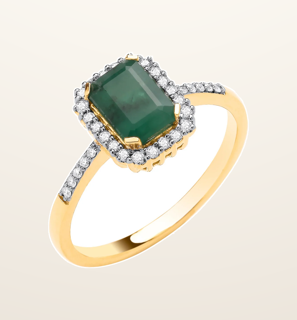 IT_ROLE:presentation_crop | 18ct Yellow Gold 0.16ctw Diamond & 1.03ctw Emerald Ring