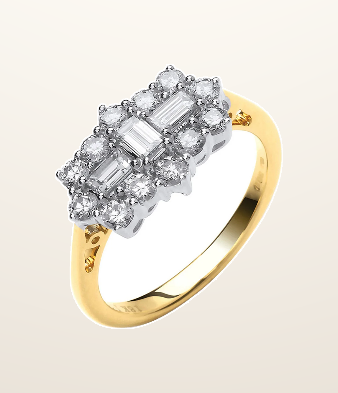 IT_ROLE:presentation_crop | 18ct Yellow Gold 1.00ctw Diamond Boat/Cluster Ring
