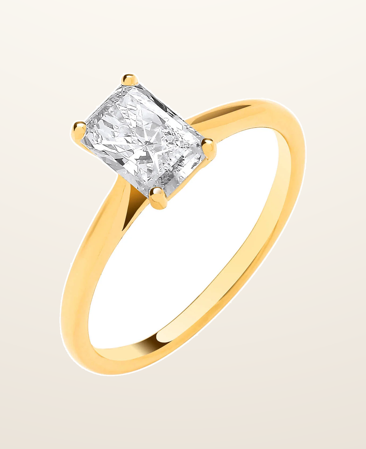 IT_ROLE:presentation_crop | 18ct Yellow Gold 1.00ctw Radiant LAB GROWN Diamond Ring IGI Certified