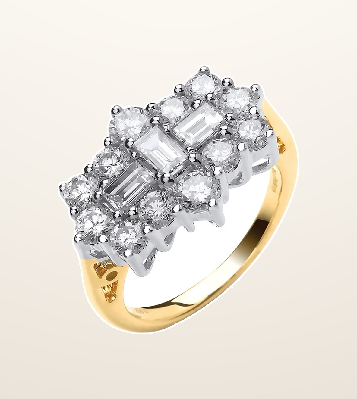 IT_ROLE:presentation_crop | 18ct Yellow Gold 2.00ctw Diamond Boat/Cluster Ring