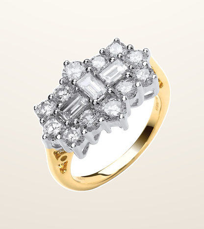 IT_ROLE:presentation_crop | 18ct Yellow Gold 2.00ctw Diamond Boat/Cluster Ring